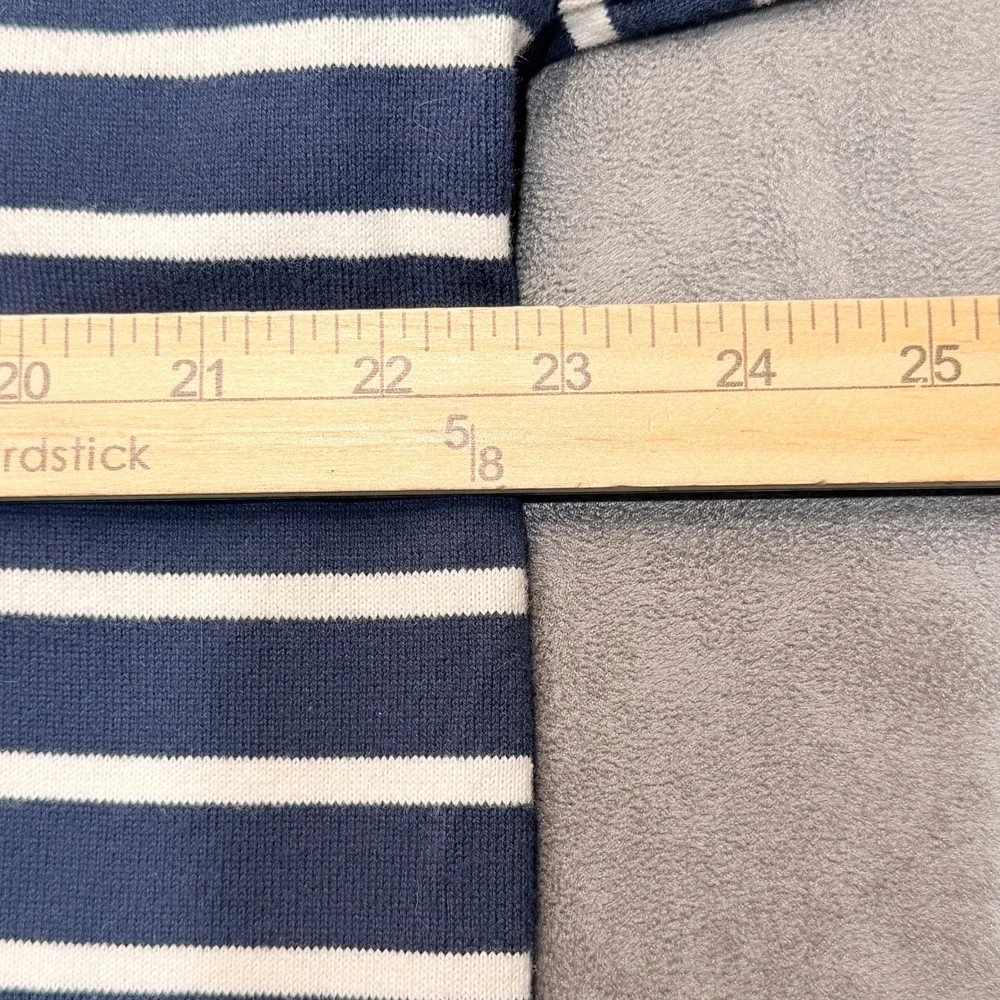 L.L.Bean Womens Heritage Mariner Top L Petite Funnel Neck Stripe Cotton Nautical